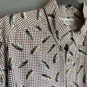 COLUMBIA Men's Large 100% CottonButton Up Long Sleeve Fishing Outdoors Shirt